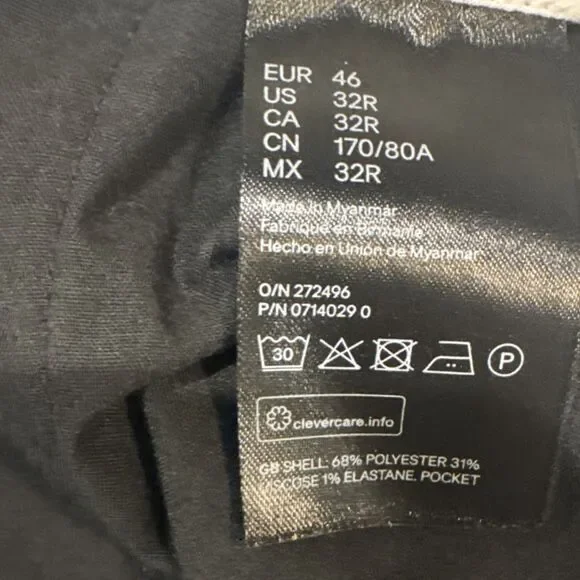 H&M Men's Black Super Skinny Fit Dress Pants Polyester Blend Size 32R - Picture 4 of 8